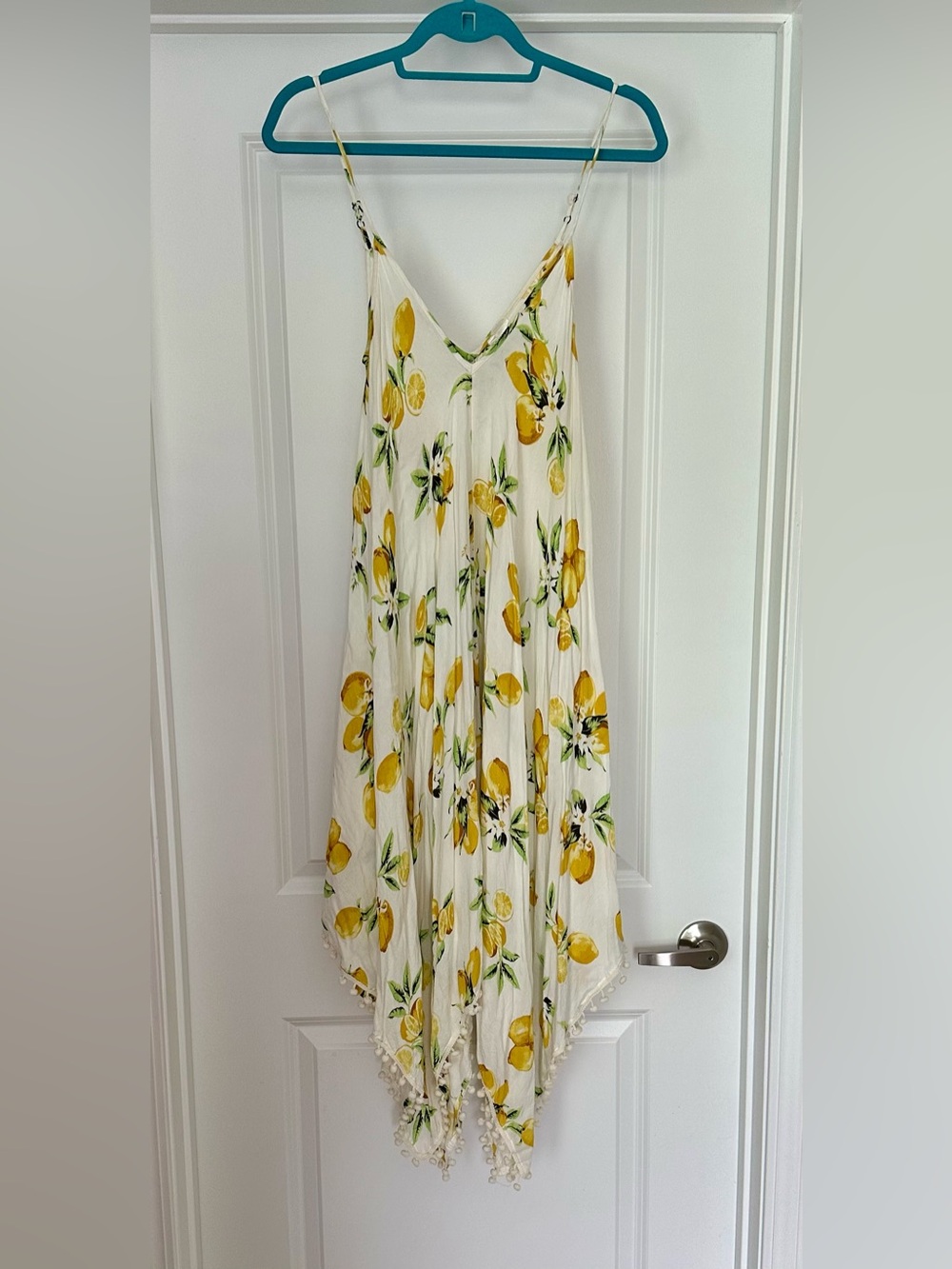 Japna White Slip Maxi Dress with Yellow Lemon Print